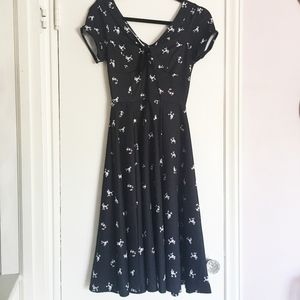 Unique Vintage Natalie Swing Dress-Poodle Print